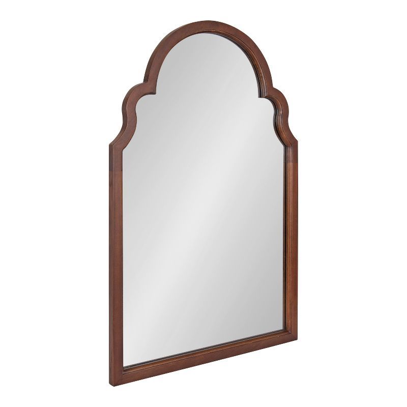 Walnut Brown Moroccan Arch Wood Vanity Mirror