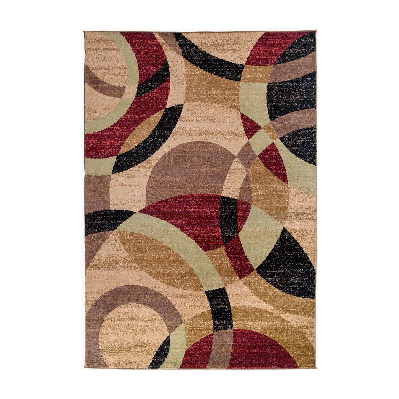 Geometric Multi-Color Abstract Synthetic Easy Care Area Rug
