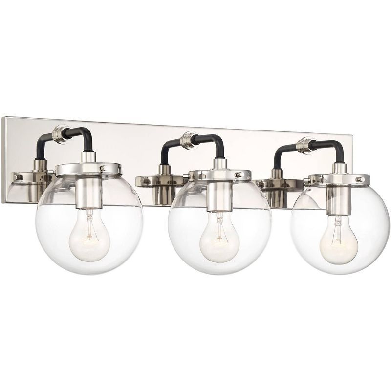 Fairling Polished Nickel 3-Light Wall Sconce with Clear Glass Globes