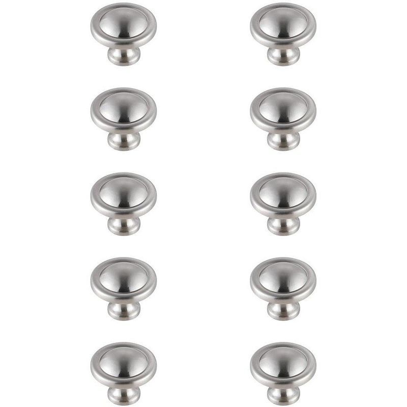 Brushed Nickel Round Mushroom Knob Set with Mounting Hardware