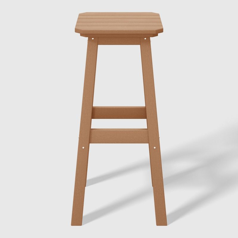 Teak 29" HDPE Outdoor Backless Bar Stool