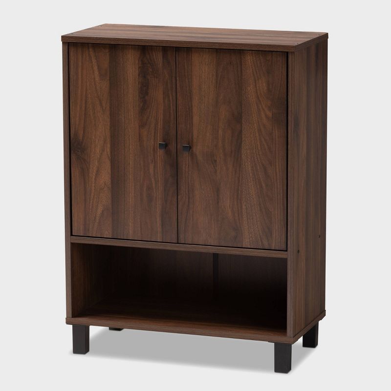 Walnut Brown 2-Door Wood Entryway Shoe Storage Cabinet