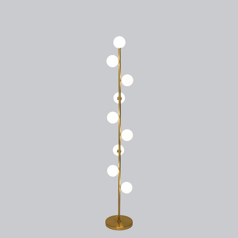 Aurelia Gold 65" Cordless Floor Lamp with Frosted Glass Globes