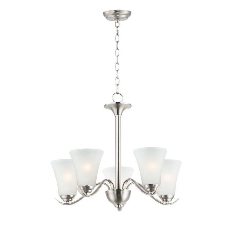 Satin Nickel Frosted Glass 5-Light Chandelier