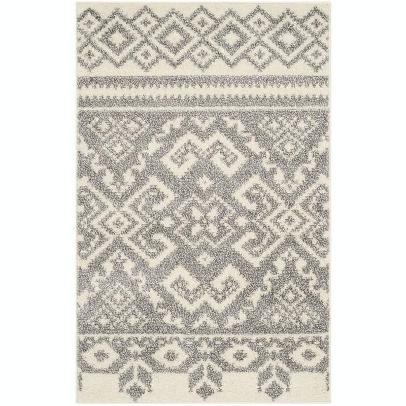 Chic Ivory & Silver Hand-Knotted Synthetic Area Rug - 2'6" x 4'