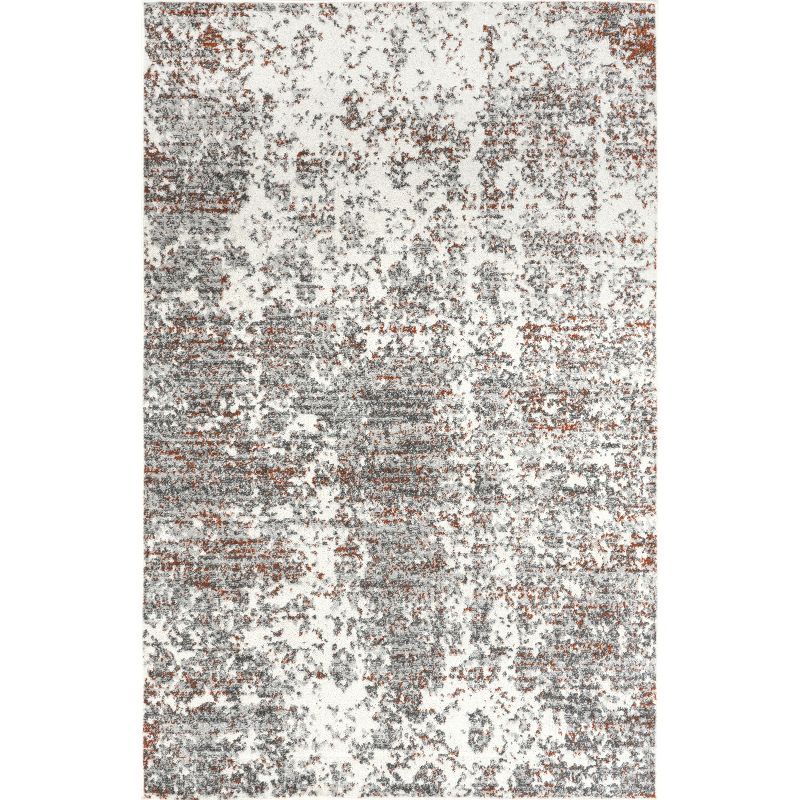 Modern Abstract Red Synthetic 4' x 6' Easy-Care Area Rug