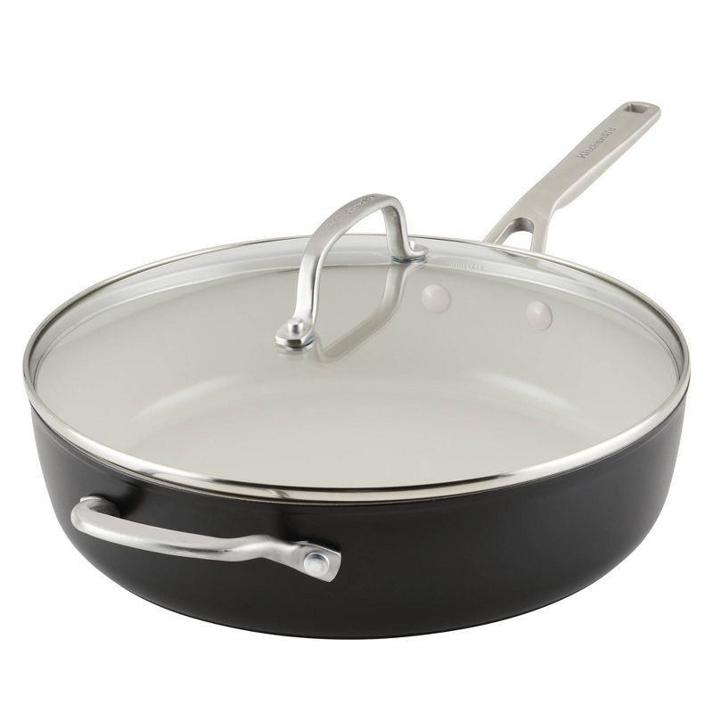 Matte Black Hard Anodized Ceramic Nonstick 5-Quart Saute Pan with Lid