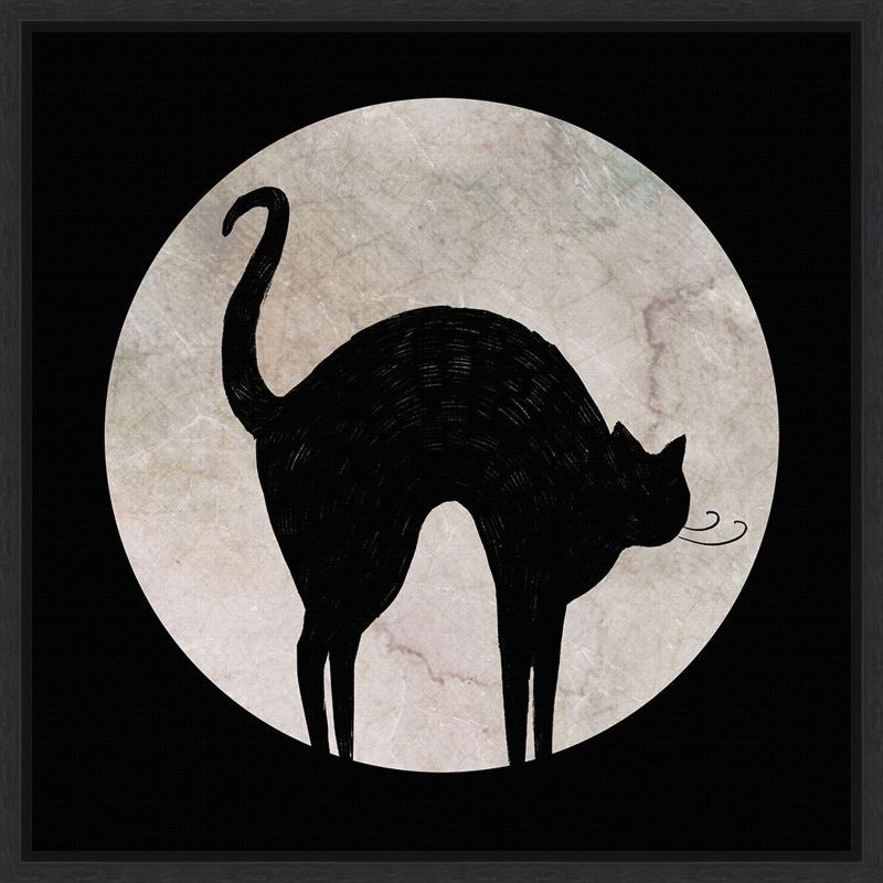 Mystic Moon Black Cat Halloween Canvas Wall Art 22 x 22 inches