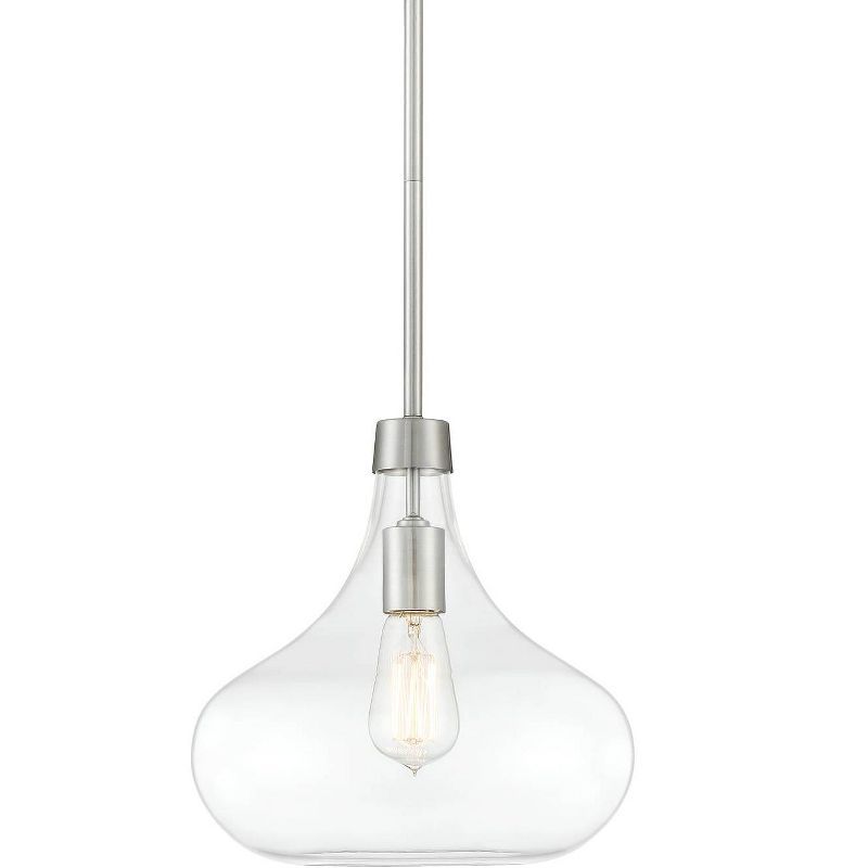 Farmhouse 17" Brushed Nickel Mini Pendant with Clear Glass Shade