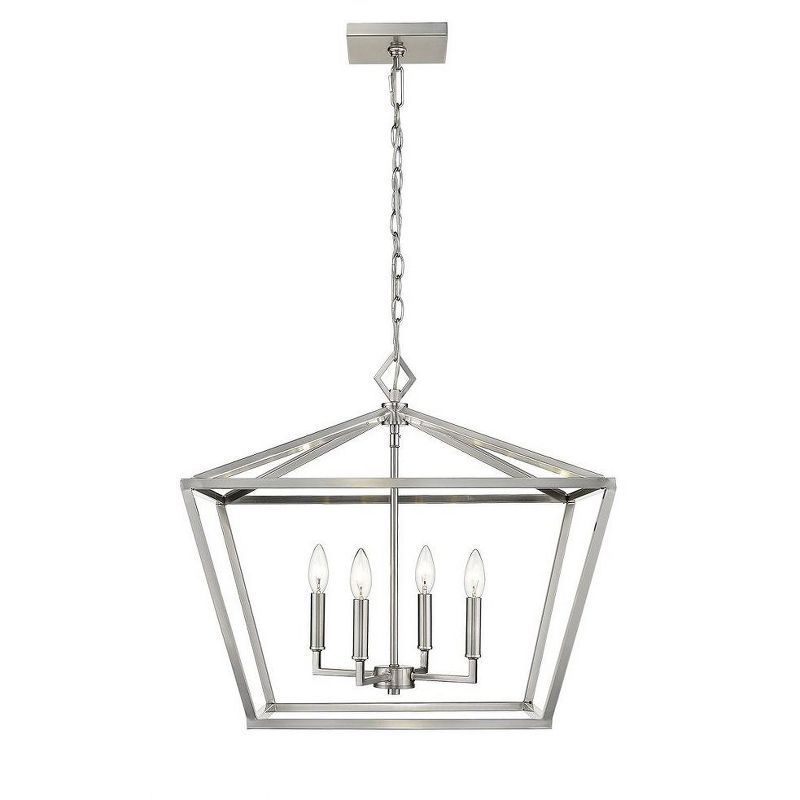 Elegant Satin Nickel 4-Light Indoor/Outdoor Geometric Pendant
