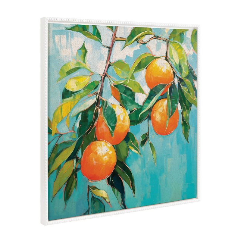 Sylvie Beaded Orange Tree Framed Canvas Art 30x30