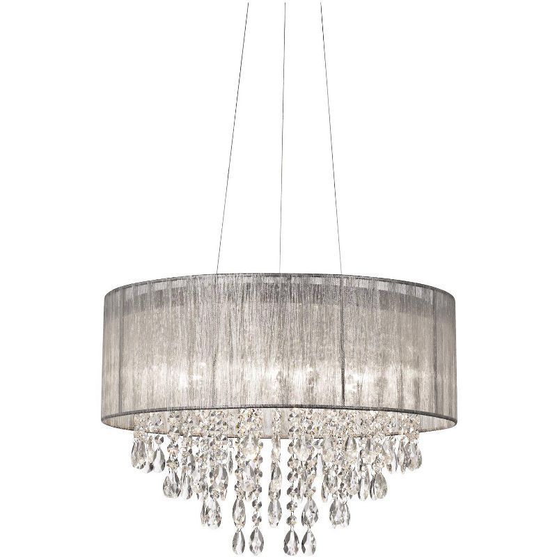 Jolie 20" Chrome Crystal Drum Shade Chandelier