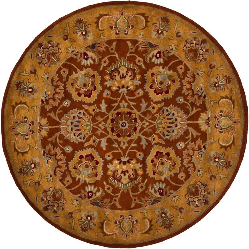 Handmade Red Wool Round Tufted Area Rug 6'