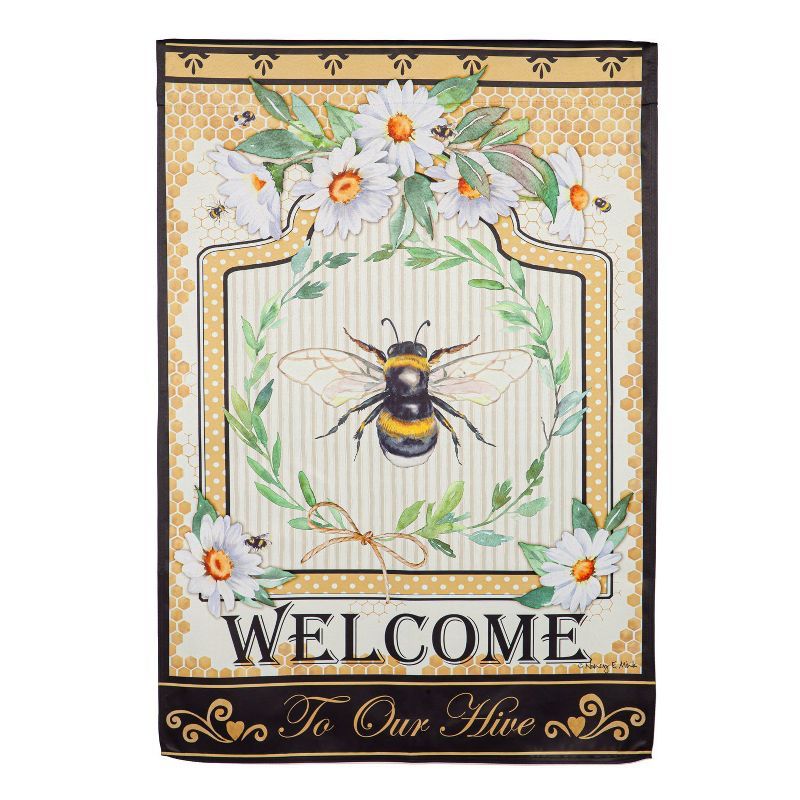 Yellow and White Humble Bee Suede House Flag