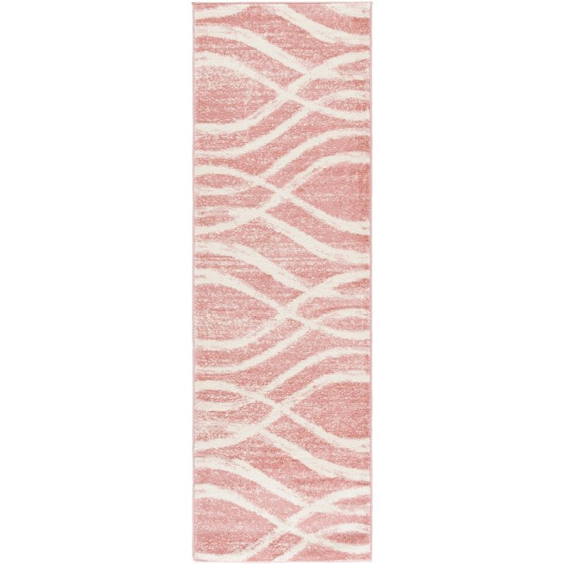 Chic Rose and Cream Reversible Synthetic Area Rug - 2'6" x 10'