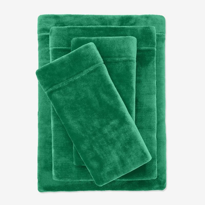 Emerald Green Queen Microfleece 4-Piece Sheet Set