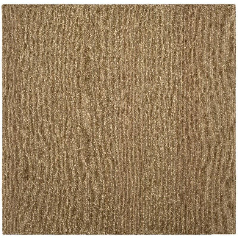 Natural Brown 6' Square Handwoven Cotton Area Rug