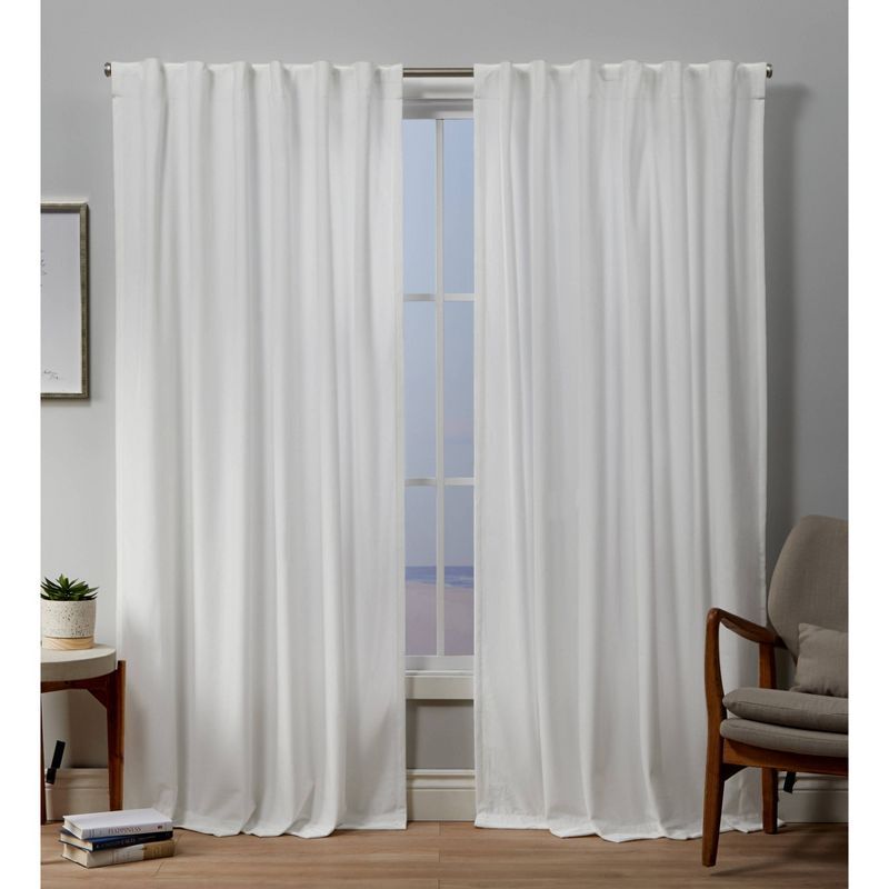 Winter White Velvet Light-Filtering Pleated Window Curtain Panels