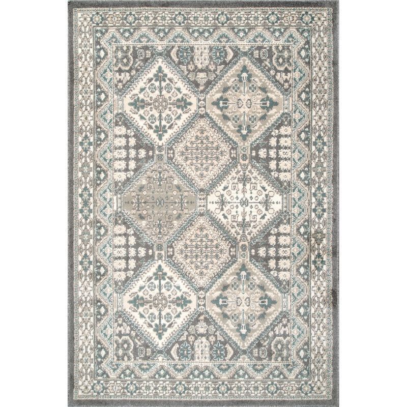 Charcoal 3' x 5' Synthetic Traditional Tile Area Rug