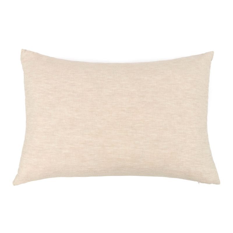 French Linen Beige Lumbar Decorative Throw Pillow 22" x 15"