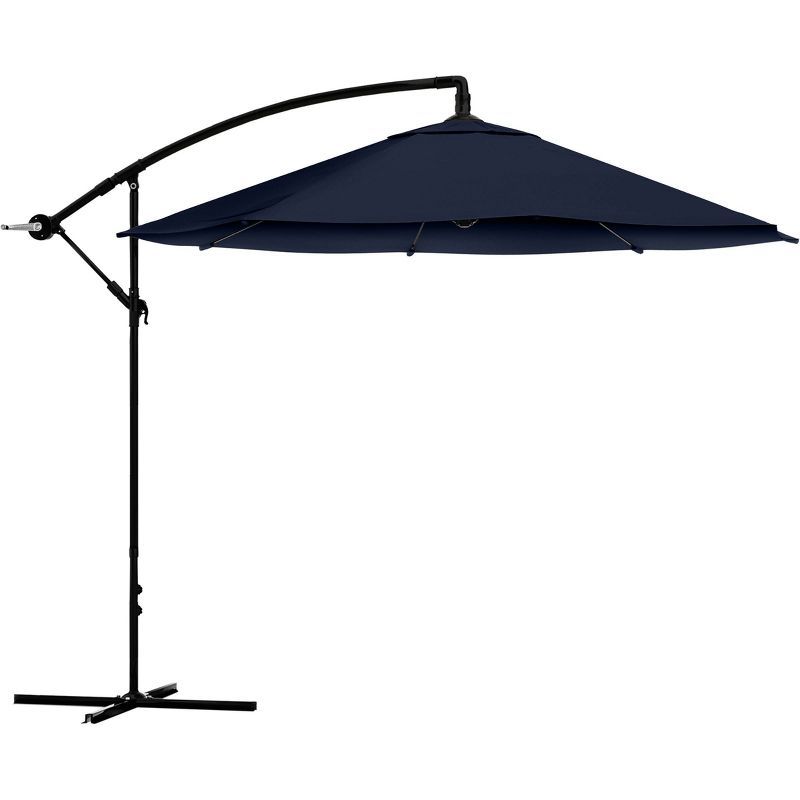 Navy Blue 10-Foot Offset Cantilever Patio Umbrella with Aluminum Pole