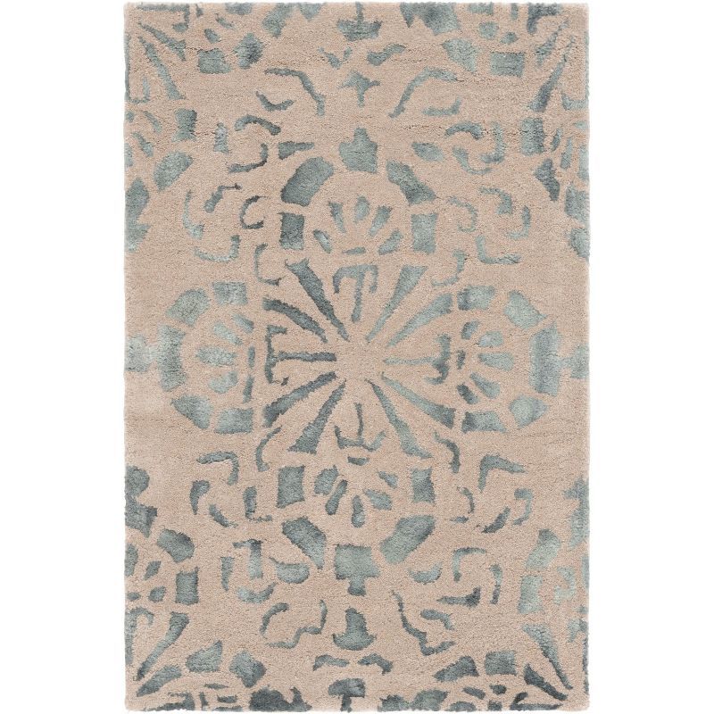 Camel and Grey Hand-Tufted Wool Rectangular Area Rug