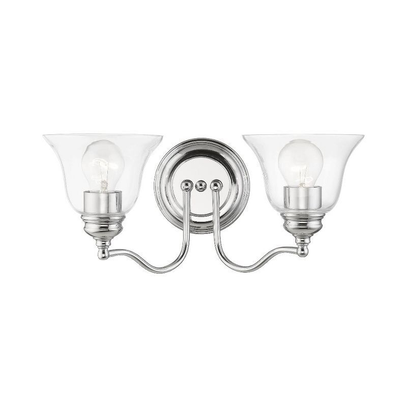 Moreland Polished Chrome Dual Light Vanity with Hand Blown Glass