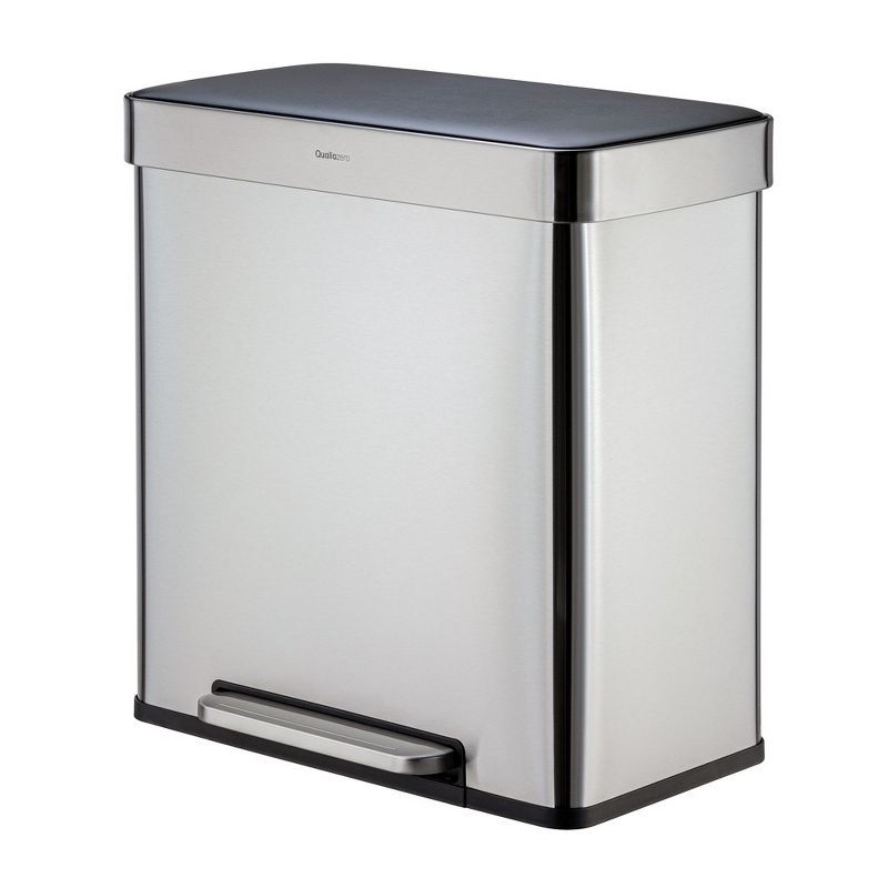 16 Gallon Stainless Steel Dual Compartment Kitchen Trash Can