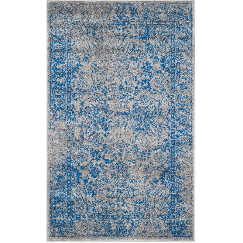 Chic Lodge Style Grey/Blue Synthetic 4' x 6' Hand-Knotted Rug