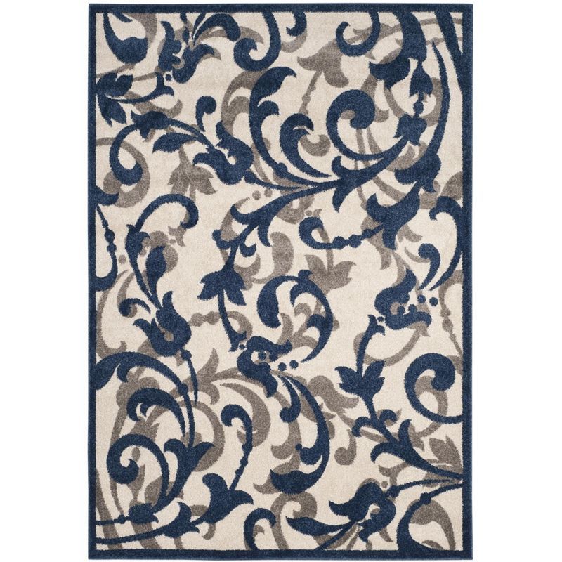 Ivory Floral Essence 4' x 6' Easy-Care Synthetic Area Rug