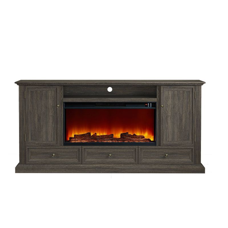 Festivo 72" Brown MDF TV Stand with Electric Fireplace