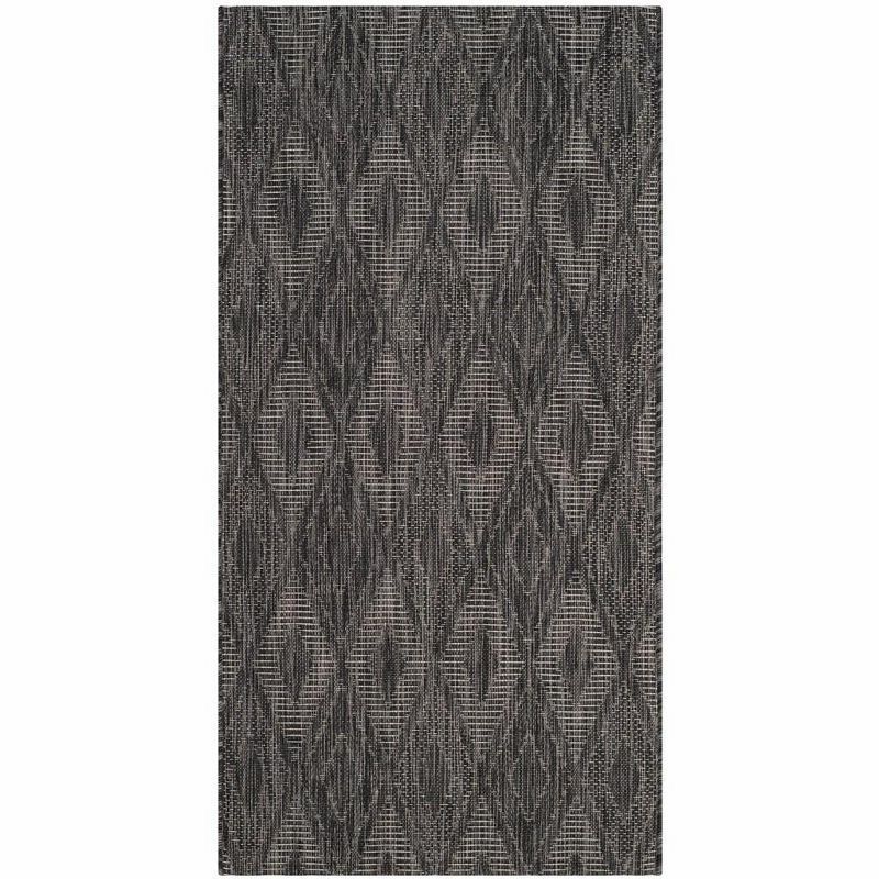 Gray and Black Geometric Outdoor Area Rug