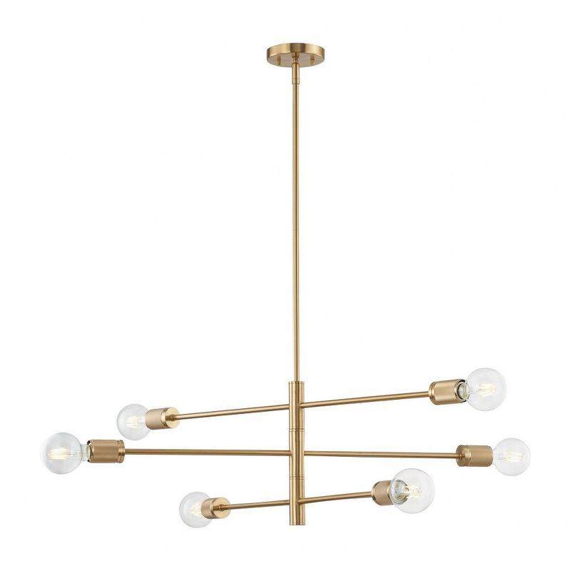 Module Midcentury 6-Light Island Chandelier in Burnished Brass