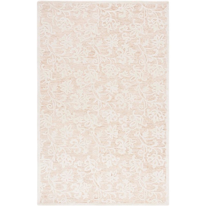 Handmade Ivory Floral Tufted Wool Area Rug 8' x 10'