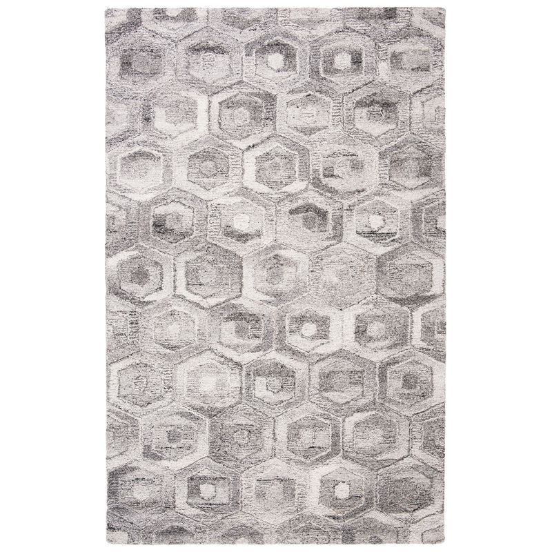 Gray Abstract Handmade Wool 6' x 9' Tufted Rug