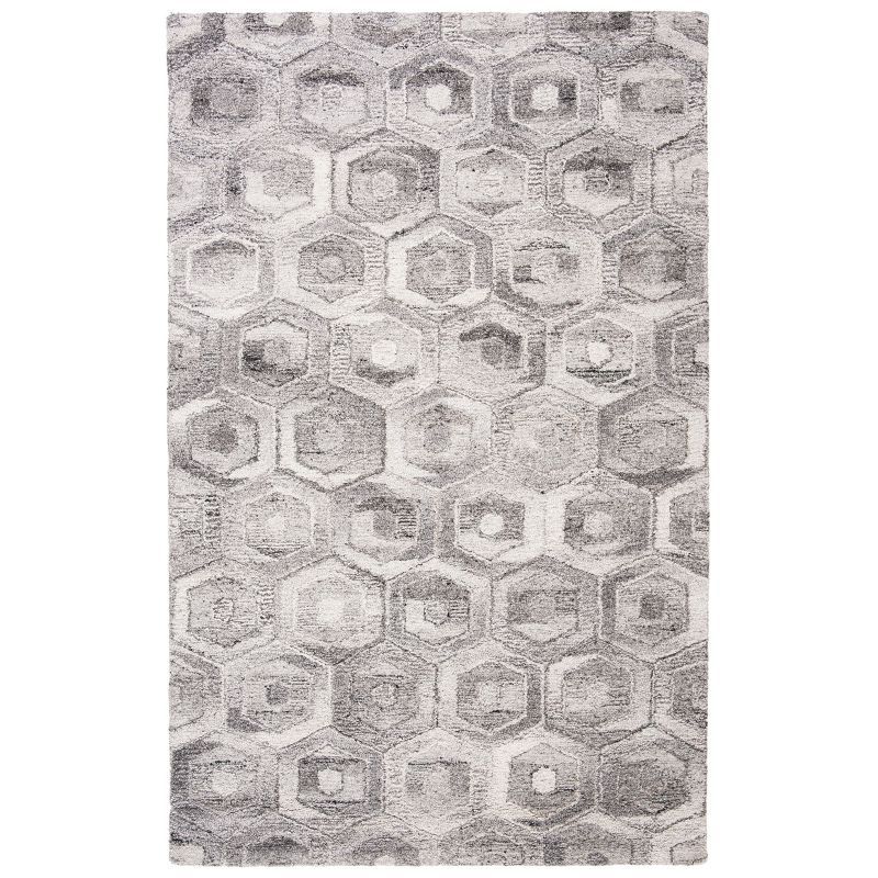 Handmade Abstract Tufted Wool Area Rug 4' x 6' - Grey