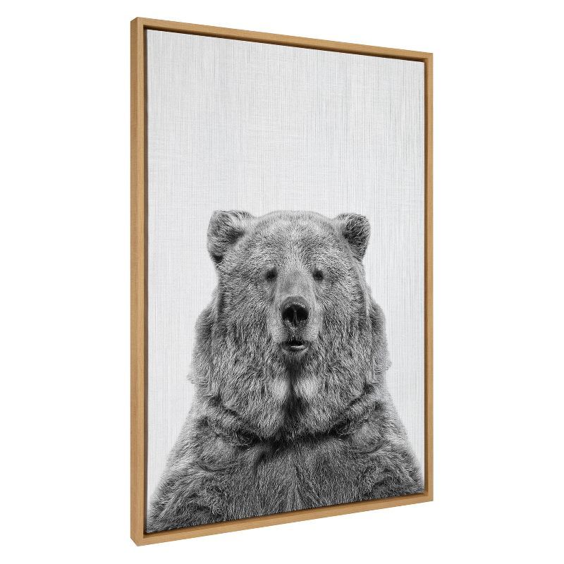 Natural Framed Bear Canvas Wall Art, 31.5x41.5