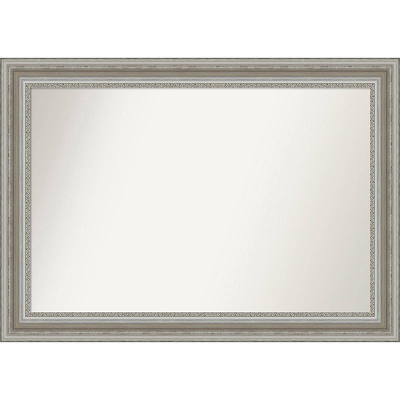 Parlor Pewter Patina 48"x36" Ornate Silver Bathroom Vanity Mirror