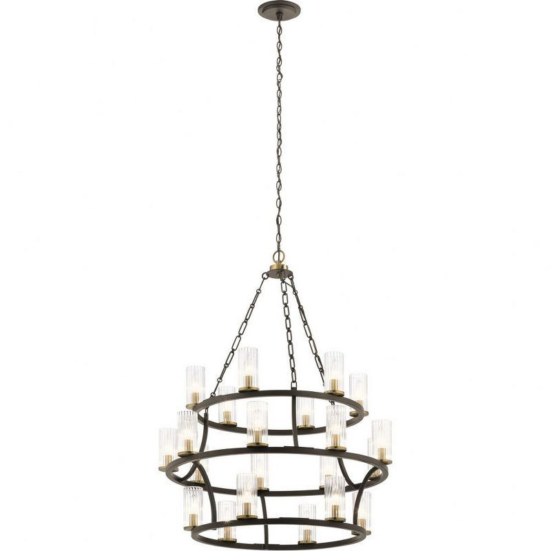 Distressed Bronze 21-Light Ambient 3-Tier Chandelier with Clear Glass