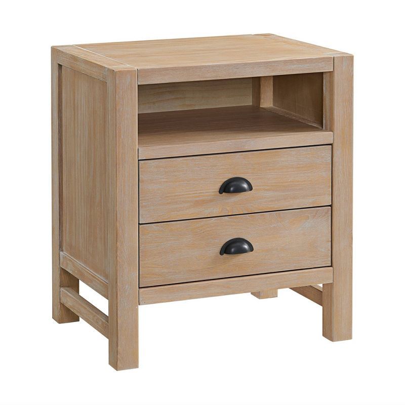 Arden Light Driftwood Solid Pine 2-Drawer Nightstand