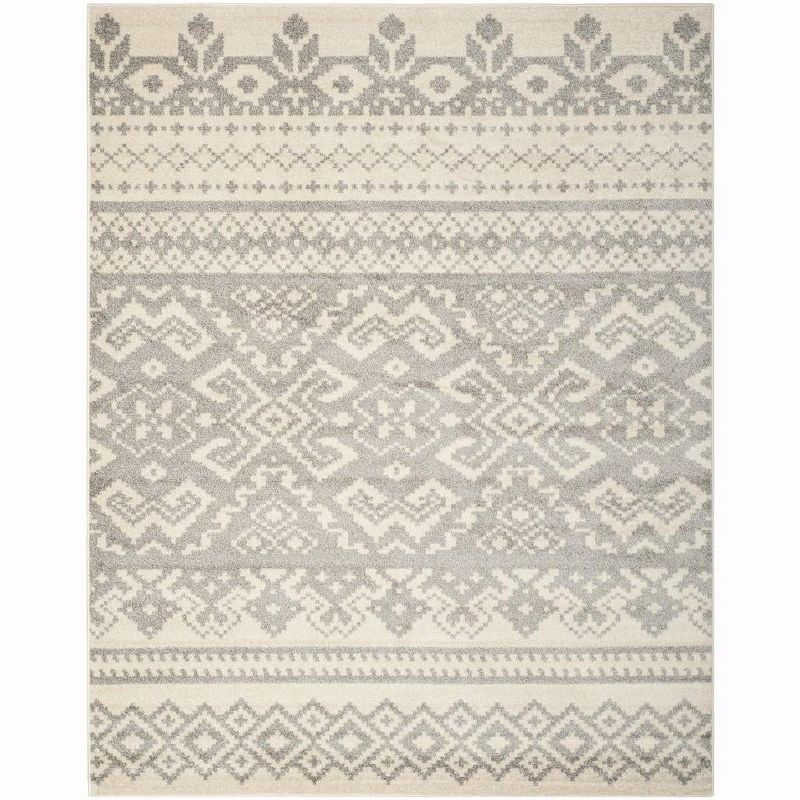 Chic Ivory & Silver Synthetic 10' x 14' Easy-Care Area Rug