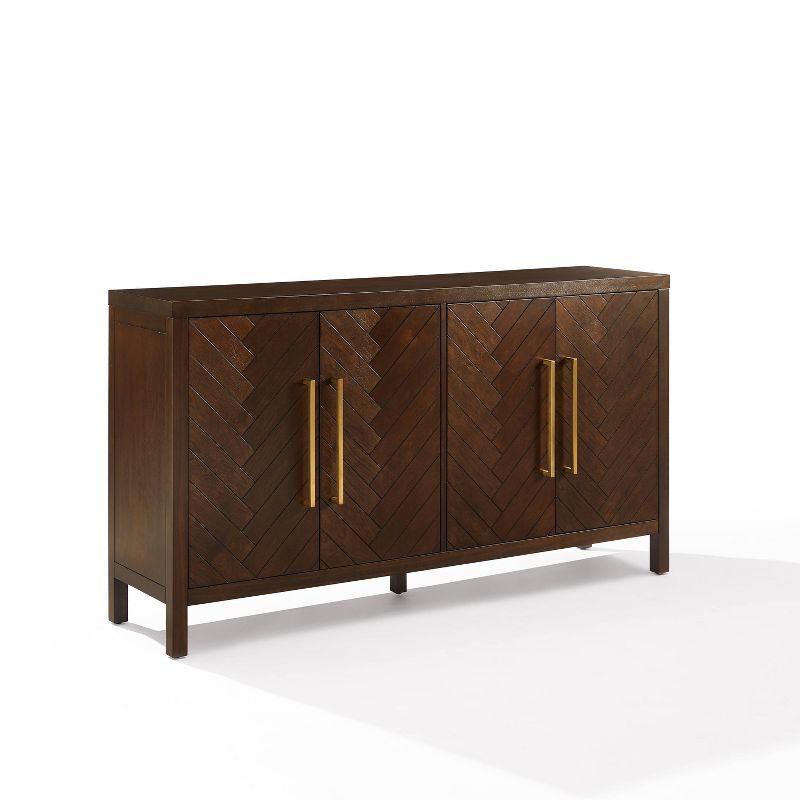 Herringbone Dark Brown Sideboard with Cable Management