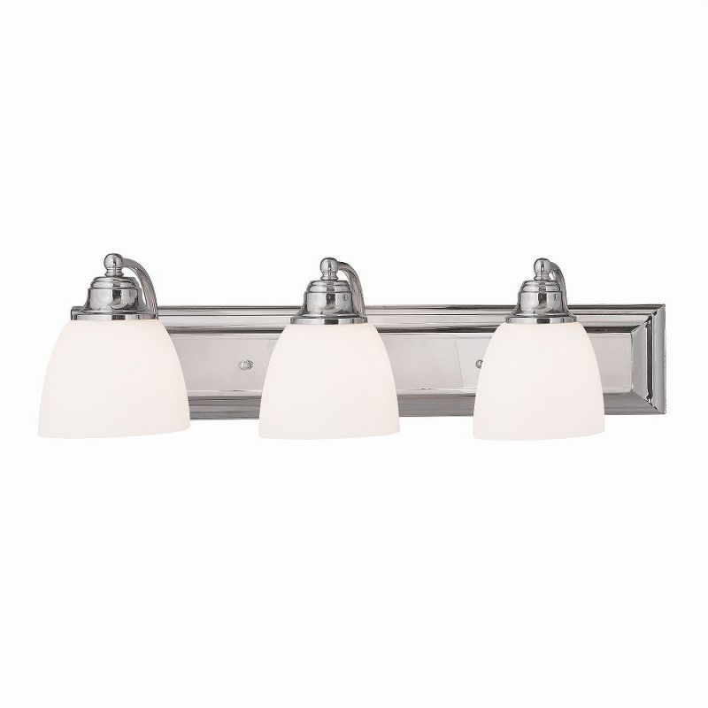 Springfield Polished Chrome 3-Light Vanity with Satin Opal White Glass