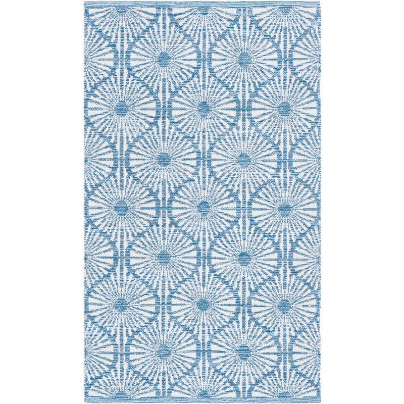 Coastal Charm Blue/Ivory Cotton Hand-Woven Area Rug, 3' x 5'