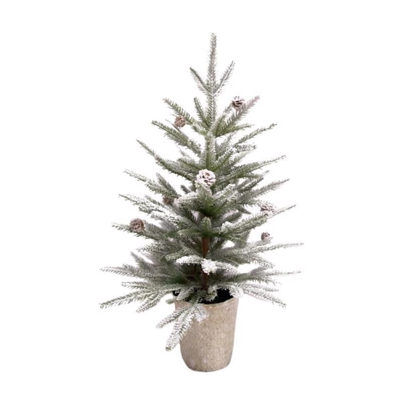 Frosted Spruce Tabletop Christmas Tree in Woven Basket, 24"