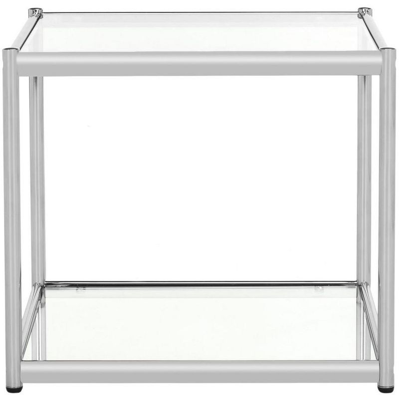 20" Square Chrome & Glass Transitional End Table