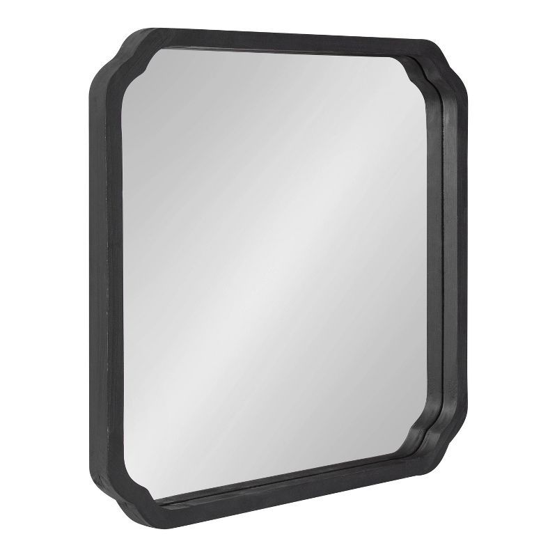 Marston 24" Distressed Black Wood Square Bathroom Vanity Mirror