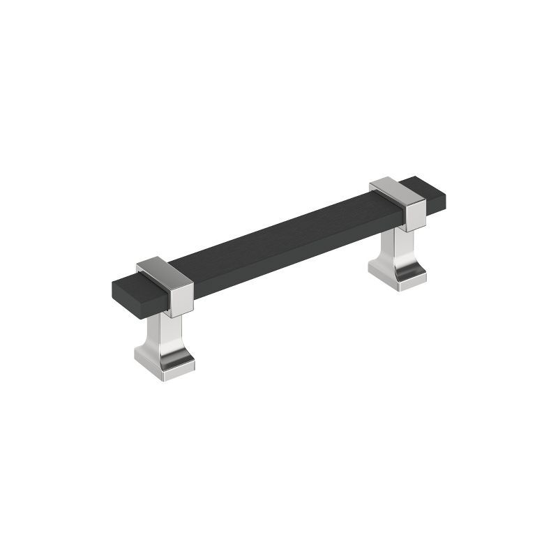 Overton 3-3/4 inch Matte Black and Polished Chrome Bar Pull