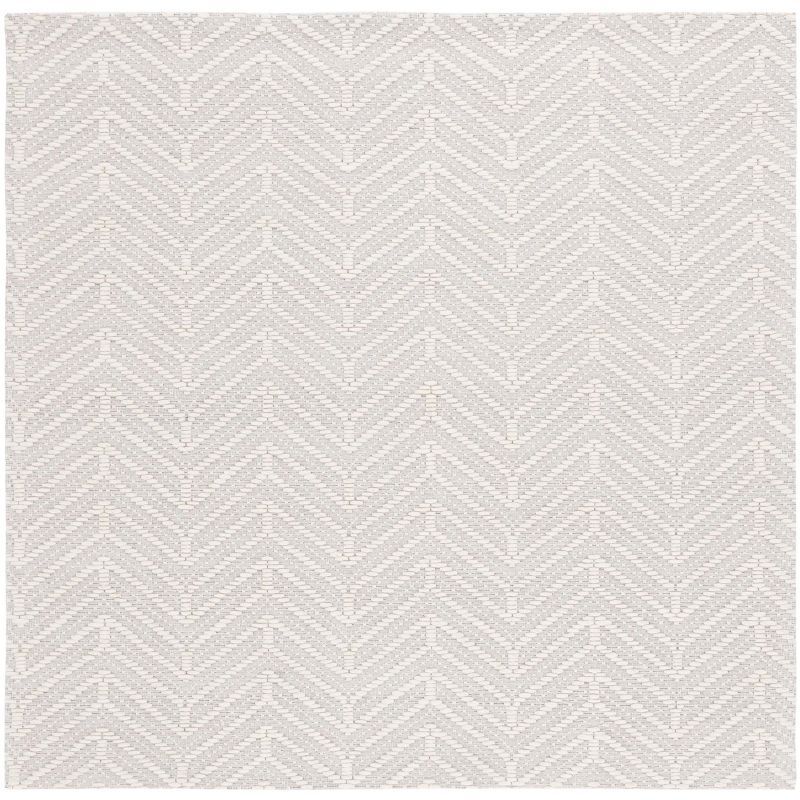 Ivory Elegance 6' Square Hand-Woven Flatweave Rug in Wool & Synthetic Blend