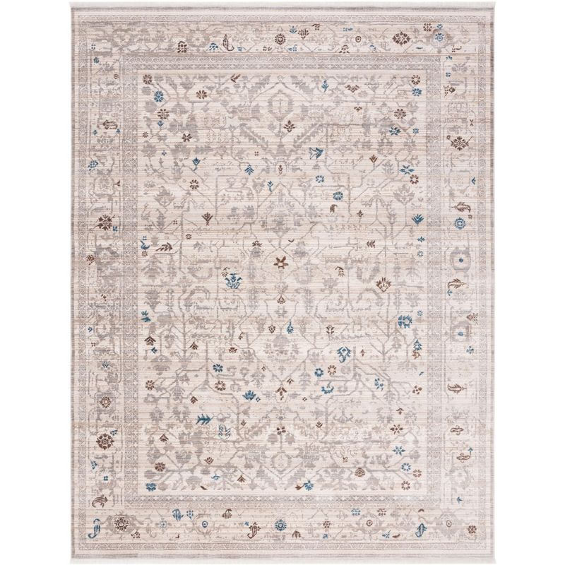 Vintage Persian Silver Rectangular 8' x 10' Synthetic Area Rug